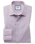  Extra Slim Fit Egyptian Cotton Poplin Multi Pink Stripe Dress Shirt Single Cuff Size 14.5/33 By Charles Tyrwhitt