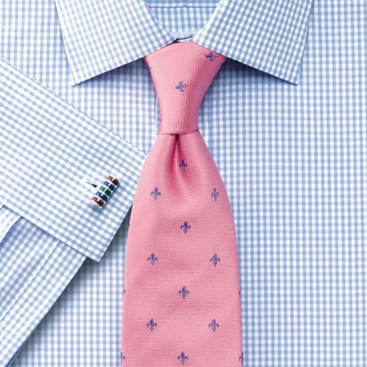 Charles Tyrwhitt Charles Tyrwhitt Pink And Royal Blue Silk Classic Fleur-de-lys Tie