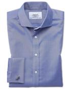 Charles Tyrwhitt Extra Slim Fit Spread Collar Non-iron Twill Mid Blue Cotton Dress Shirt French Cuff Size 14.5/32 By Charles Tyrwhitt