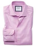 Charles Tyrwhitt Slim Fit Semi-spread Collar Business Casual Non-iron Modern Textures Pink & White Spot Cotton Dress Shirt Single Cuff Size 14.5/33 By Charles Tyrwhitt