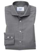 Charles Tyrwhitt Extra Slim Fit Spread Collar Non-iron Textured Black And White Cotton Dress Casual Shirt Single Cuff Size 14.5/32 By Charles Tyrwhitt