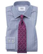 Charles Tyrwhitt Slim Fit Bengal Stripe Navy Blue Cotton Dress Casual Shirt Single Cuff Size 14.5/32 By Charles Tyrwhitt