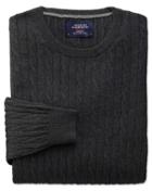 Charles Tyrwhitt Charcoal Cotton Cashmere Cable Crew Neck Cotton/cashmere Sweater Size Small By Charles Tyrwhitt