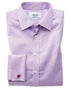 Charles Tyrwhitt Extra Slim Fit Non-iron Puppytooth Lilac Cotton Dress Shirt French Cuff Size 14.5/32 By Charles Tyrwhitt