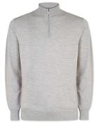 Silver Merino Zip Neck 100percent Merino Wool Sweater Size Large By Charles Tyrwhitt