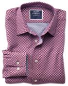 Charles Tyrwhitt Slim Fit Non-iron Chambray Berry Spot Print Cotton Casual Shirt Single Cuff Size Medium By Charles Tyrwhitt