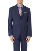  Navy Slim Fit Step Weave Suit Wool Jacket Size 36 By Charles Tyrwhitt