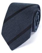 Charles Tyrwhitt Charles Tyrwhitt Navy Silk Mix Italian Luxury Stripe Grenadine Tie