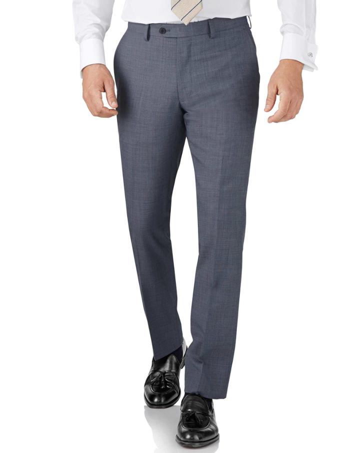 Charles Tyrwhitt Charles Tyrwhitt Light Blue Slim Fit Sharkskin Travel Suit Wool Pants Size W40 L32