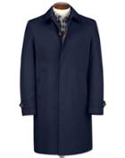  Slim Fit Blue Raincotton Coat Size 36 By Charles Tyrwhitt