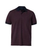 Charles Tyrwhitt Charles Tyrwhitt Classic Fit Navy And Wine Striped Pique Polo