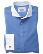 Charles Tyrwhitt Slim Fit Spread Collar Non-iron Winchester Blue Cotton Dress Shirt Single Cuff Size 15/32 By Charles Tyrwhitt