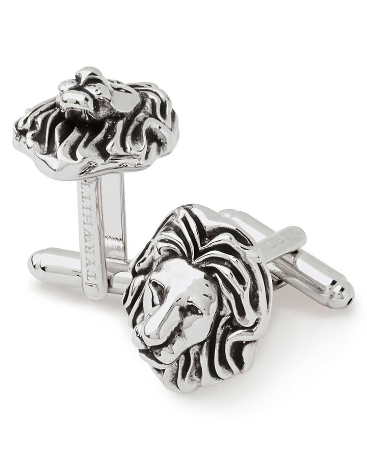  Antique Finish Silver Lion Head Cufflinks By Charles Tyrwhitt