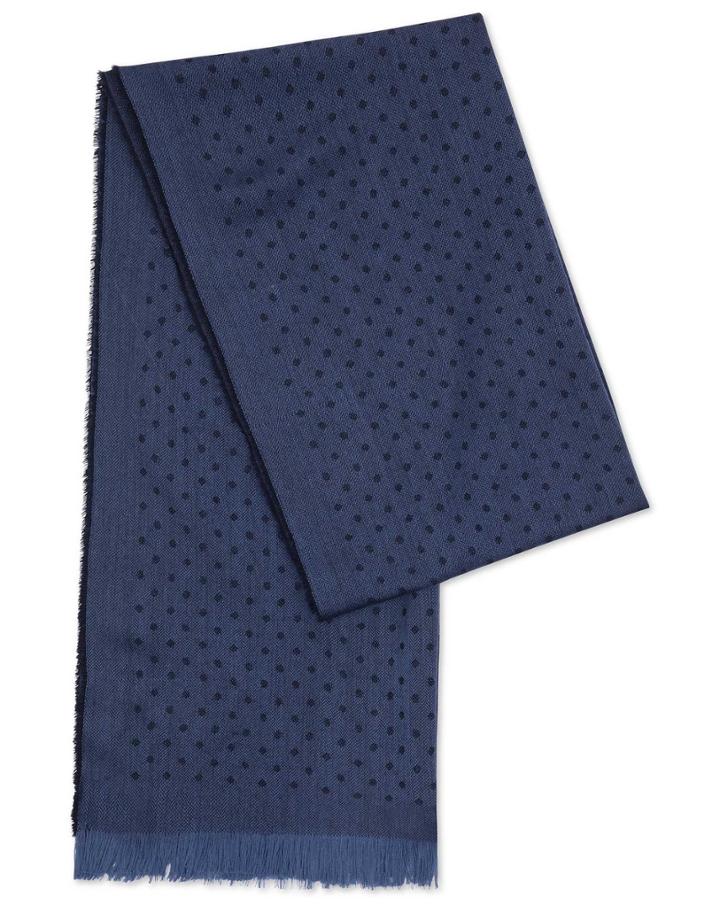  Navy Spot Merino Scarf By Charles Tyrwhitt