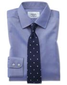  Extra Slim Fit Non-iron Twill Mid Blue Cotton Dress Shirt French Cuff Size 14.5/33 By Charles Tyrwhitt