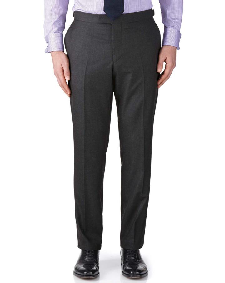 Charles Tyrwhitt Charles Tyrwhitt Charcoal Classic Fit British Panama Luxury Suit Wool Pants Size W32 L38