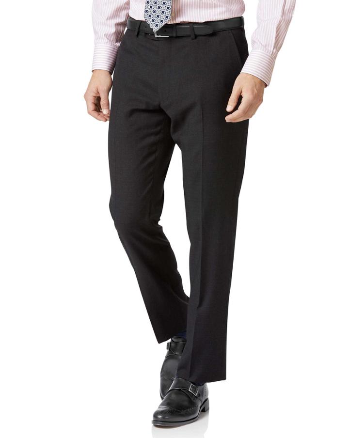  Charcoal Slim Fit Twill Business Suit Wool Pants Size W30 L32 By Charles Tyrwhitt