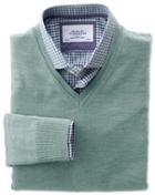 Charles Tyrwhitt Light Green Merino Wool V-neck Sweater Size Small By Charles Tyrwhitt