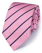 Charles Tyrwhitt Charles Tyrwhitt Pink And Navy Silk Classic Textured Stripe Tie