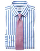 Charles Tyrwhitt Extra Slim Fit Non-iron Jermyn Street Stripes Sky Cotton Dress Shirt Single Cuff Size 14.5/32 By Charles Tyrwhitt