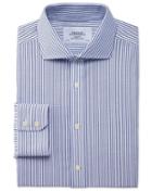 Charles Tyrwhitt Charles Tyrwhitt Slim Fit Spread Collar Non-iron Royal Oxford Stripe Navy Cotton Dress Shirt Size 15/33