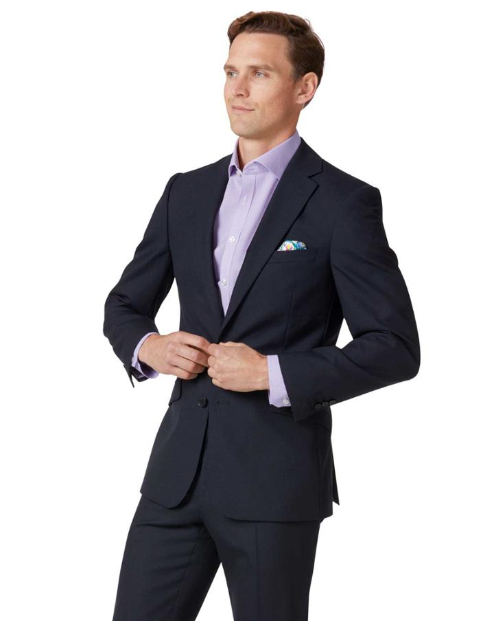  Midnight Blue Slim Fit Business Suit Wool Jacket Size 40 By Charles Tyrwhitt
