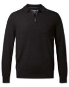  Dark Charcoal Merino Zip Merino Wool Polo Collar Sweater Size Large By Charles Tyrwhitt