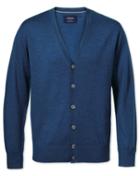  Mid Blue Merino Wool Cardigan Size Large By Charles Tyrwhitt