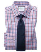 Charles Tyrwhitt Classic Fit Poplin Multi Red Check Cotton Dress Shirt Single Cuff Size 15.5/33 By Charles Tyrwhitt