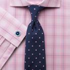 Charles Tyrwhitt Charles Tyrwhitt Slim Fit Prince Of Wales Check Semi-spread Pink Cotton Dress Shirt Size 15.5/37