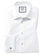 Charles Tyrwhitt Classic Fit Egyptian Cotton Trellis Weave White Dress Shirt Single Cuff Size 15/34 By Charles Tyrwhitt