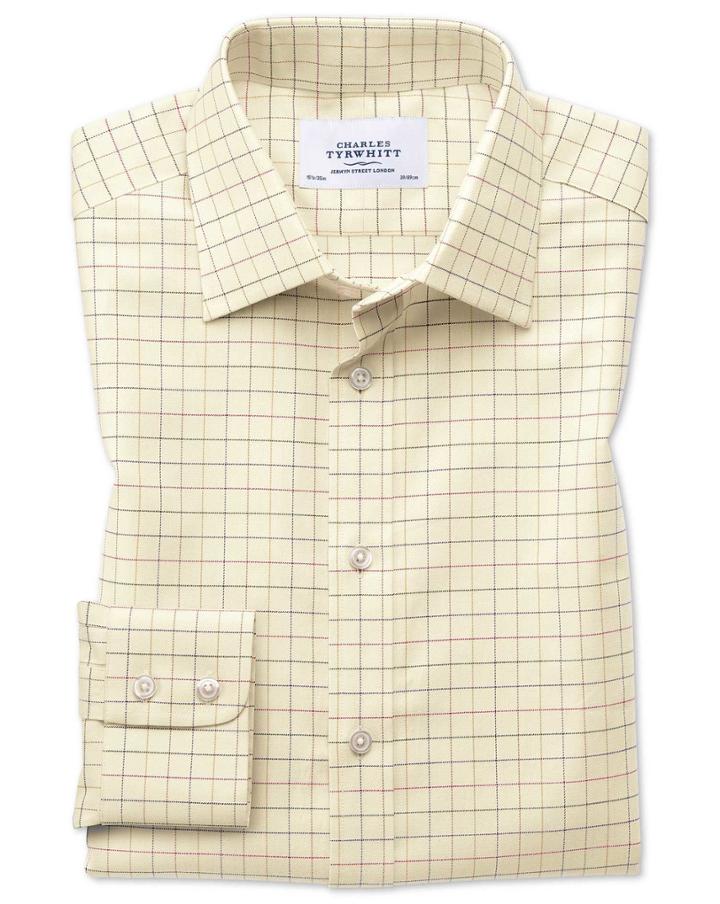Charles Tyrwhitt Extra Slim Fit Country Check Multi Cotton Dress Casual Shirt Single Cuff Size 14.5/32 By Charles Tyrwhitt