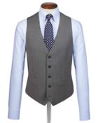  Grey Slim Fit Birdseye Travel Suit Wool Vest Size W38 By Charles Tyrwhitt