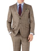 Charles Tyrwhitt Tan Check Classic Fit British Serge Luxury Suit Wool Jacket Size 38 By Charles Tyrwhitt
