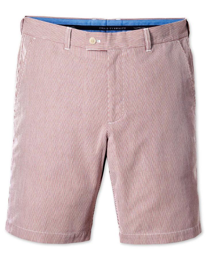 Charles Tyrwhitt Red Slim Fit Harline Stripe Cotton Shorts Size 36 By Charles Tyrwhitt
