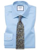  Classic Fit Sky Blue Non-iron Twill Cotton Dress Shirt French Cuff Size 15/33 By Charles Tyrwhitt