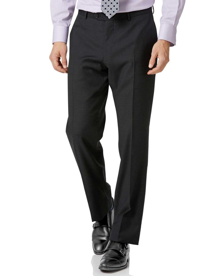  Charcoal Classic Fit Twill Business Suit Wool Pants Size W40 L32 By Charles Tyrwhitt