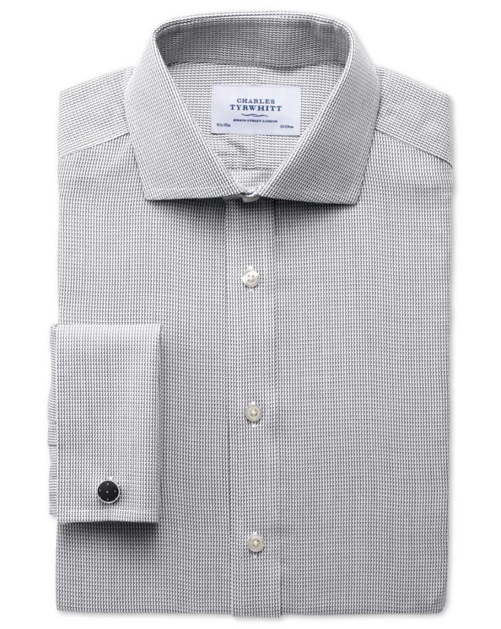 Charles Tyrwhitt Charles Tyrwhitt Extra Slim Fit Spread Collar Non-iron Grey Cotton Dress Shirt Size 14.5/33