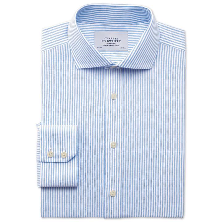 Charles Tyrwhitt Charles Tyrwhitt Sky Royal Oxford Stripe Non-iron Spread Slim Fit Shirt (14.5 - 32)