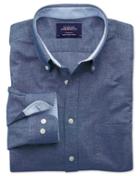 Charles Tyrwhitt Slim Fit Blue Washed Oxford Cotton Casual Shirt Single Cuff Size Large By Charles Tyrwhitt