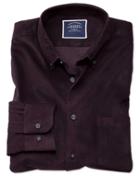  Extra Slim Fit Plain Dark Purple Fine Corduroy Cotton Casual Shirt Single Cuff Size Medium By Charles Tyrwhitt