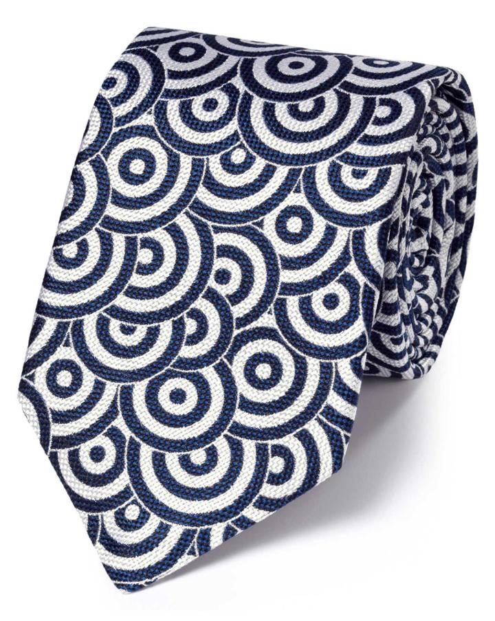 Charles Tyrwhitt Charles Tyrwhitt Blue And White Silk End-on-end Luxury Tie