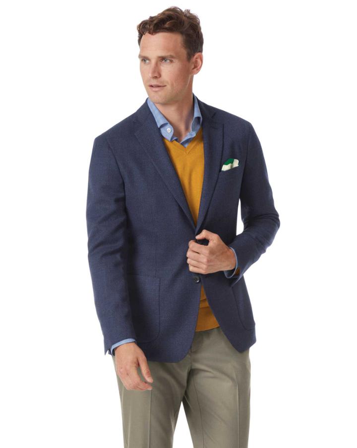  Slim Fit Indigo Blue Italian Wool Wool Blazer Size 38 By Charles Tyrwhitt