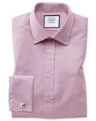  Classic Fit Magenta Cube Weave Egyptian Cotton Dress Shirt French Cuff Size 15.5/33 By Charles Tyrwhitt
