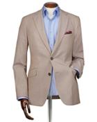  Slim Fit Stone Plain Stretch Cotton Cotton Blazer Size 40 By Charles Tyrwhitt