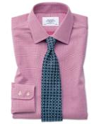 Charles Tyrwhitt Classic Fit Non-iron Square Weave Magenta Cotton Dress Casual Shirt French Cuff Size 15/33 By Charles Tyrwhitt