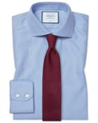  Classic Fit Non-iron Buckingham Weave Blue Cotton Dress Shirt French Cuff Size 15/33 By Charles Tyrwhitt