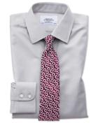  Classic Fit Non-iron Twill Grey Cotton Dress Shirt French Cuff Size 15/34 By Charles Tyrwhitt