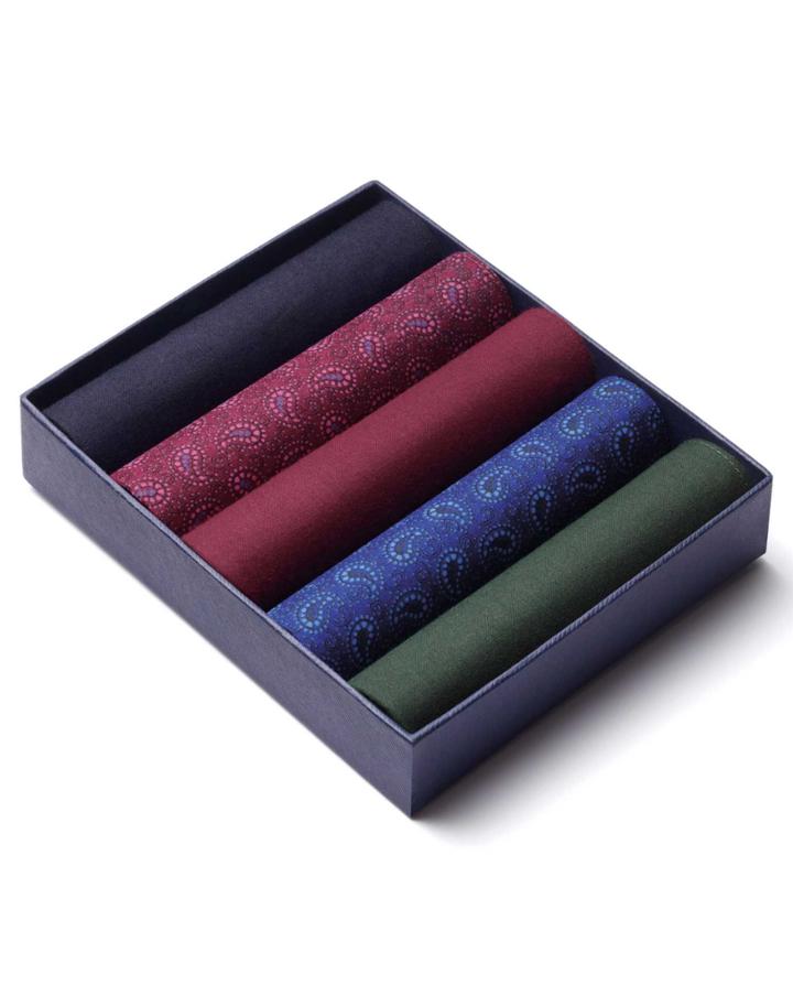  Paisley Printed Cotton Handkerchief Box Set By Charles Tyrwhitt