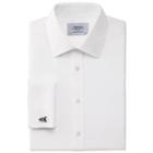 Charles Tyrwhitt Slim Fit Non-iron Houndstooth White Cotton Dress Casual Shirt French Cuff Size 17/35 By Charles Tyrwhitt